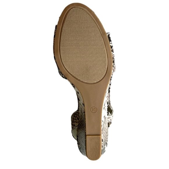 KAREN SCOTT DENA Women's Slingback Wedge Heels Dress Sandals Brown Snake Patent  - Picture 10 of 11